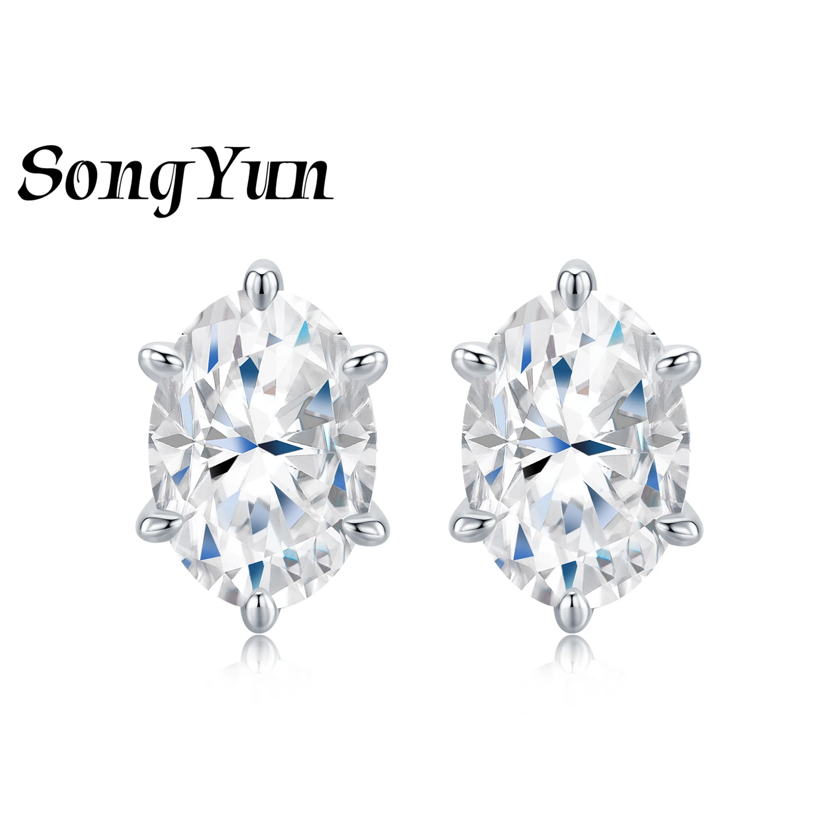 

SONGYUN Designer Jewelry 925 Sterling Silver Stud Earrings Moissanite Diamond Office for Wife Rhodium Plated SYT Patent Earrings