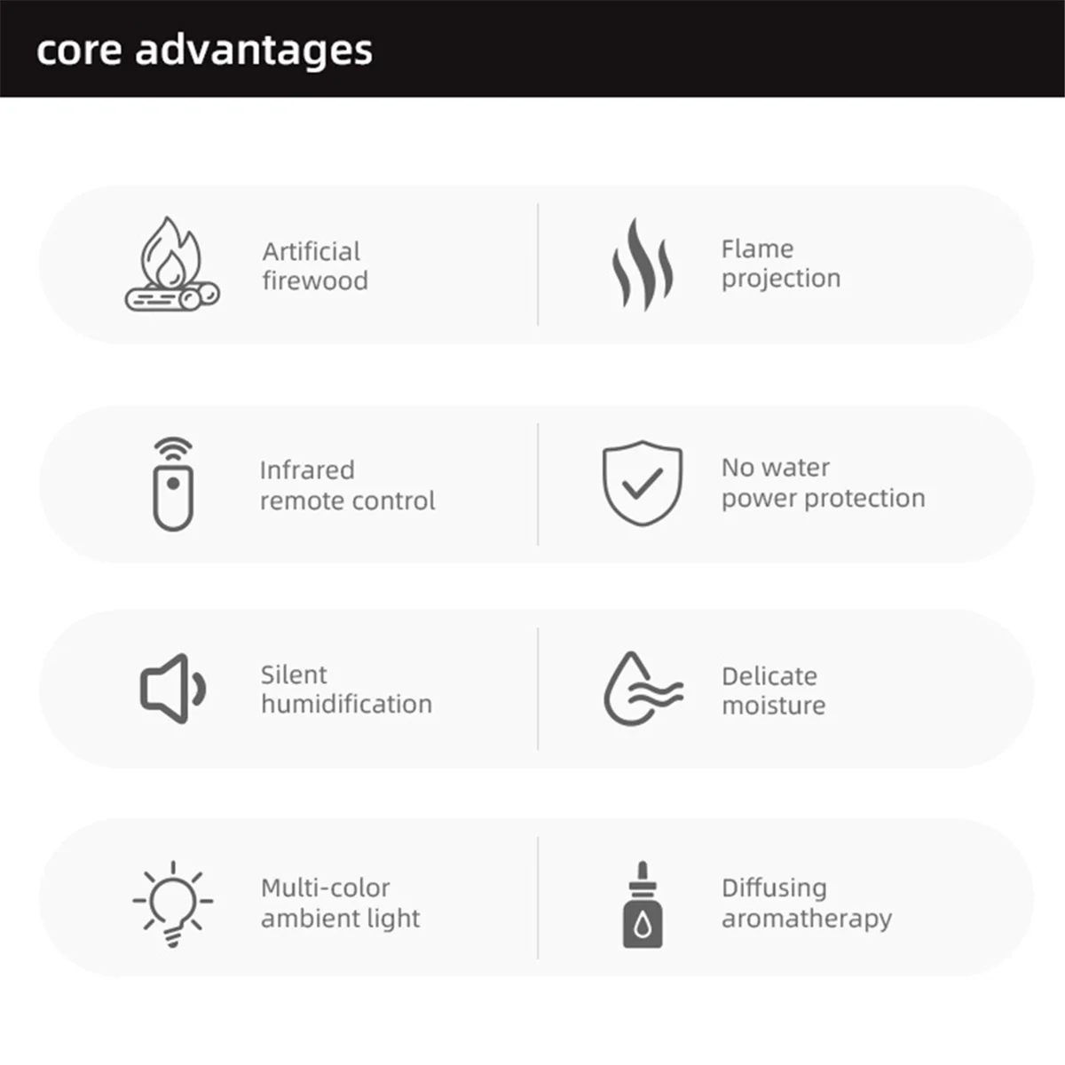 Fireplace Flame Humidifier Bedroom Lasting Fragrance Machine Simulated Flame Aromatherapy Machine Black