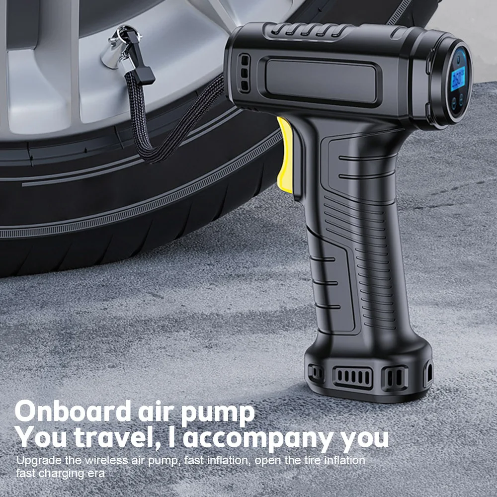 120W Handheld Air Compressor Wireless/Wired Car Air Pump Portable Tire Inflator Digital Air Compressor For Tire Inflation