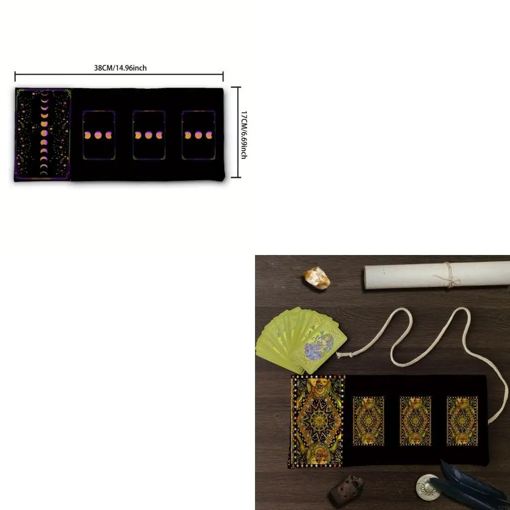 

Durability Poly Linen Tarots Card Bag With Bright Artwork Washable Light weight For Divination Tool Storage