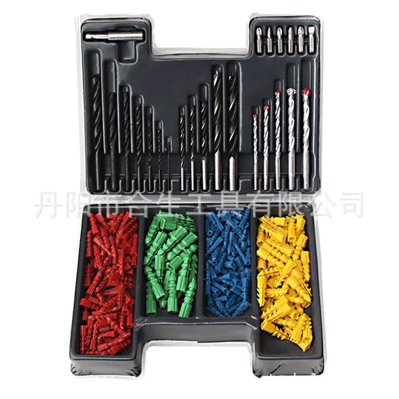 300pc/set Carbon Steel Twists Drill Woodworking Drill Construction Drill Bit Extension Rod Expansion Screw Household Plastic Box