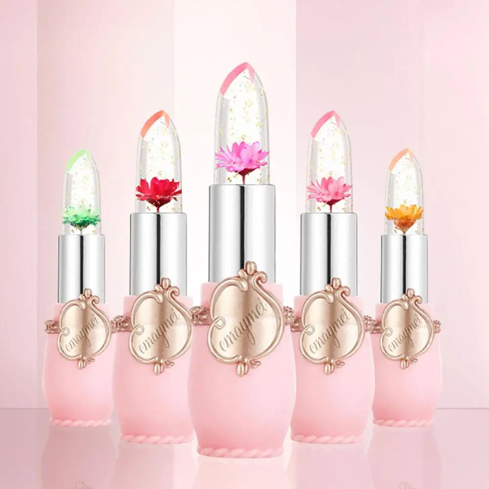 Moisturizer Long-lasting Jelly Flower Lipstick Temperature Transparent Lip Gloss Color Balm Changed Lipstik Jelly Flower Cr V8Z1