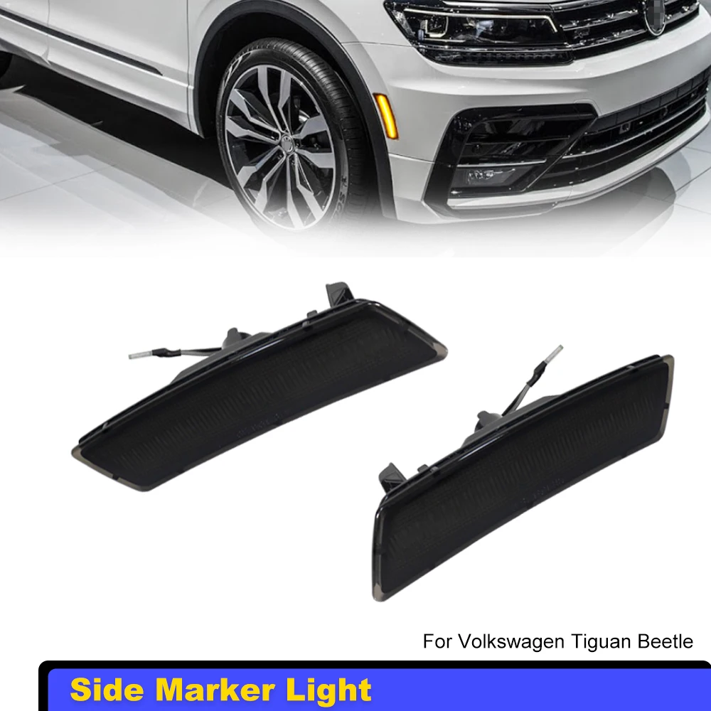 

Автомобильный светодиодный передний бампер, боковые габаритные индикаторы для Volkswagen Tiguan Beetle, расклешенная лампа на крыле, указатель поворота, парковочный светильник