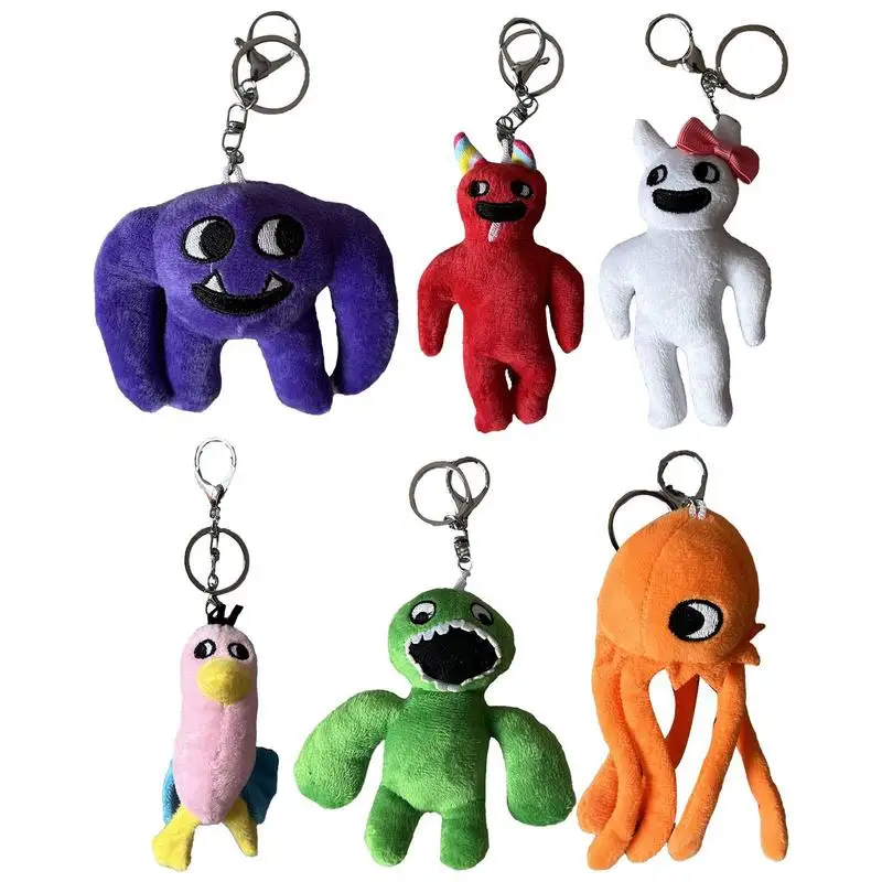 BanBan Garten-Porte-clés en peluche pour enfants, jouet en peluche beurre de monstres, pendentif de sac JOWomen, porte-clés de voiture, cadeaux d'anniversaire, 6 pièces