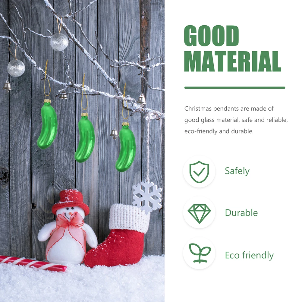 

4Pcs Glass Cucumber Pendants Christmas Tree Ornaments Xmas Decor Hanging Decorations Christmas Decorations Xmas Tree Decor