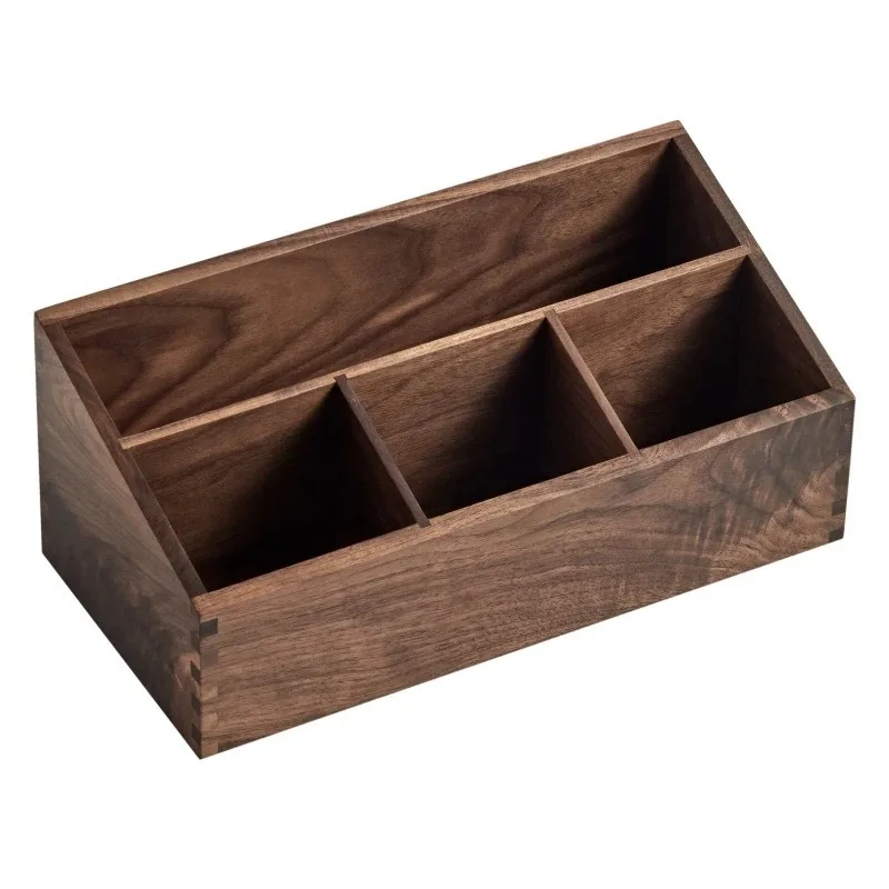 

Walnut desktop storage box, solid wood remote control sundries box