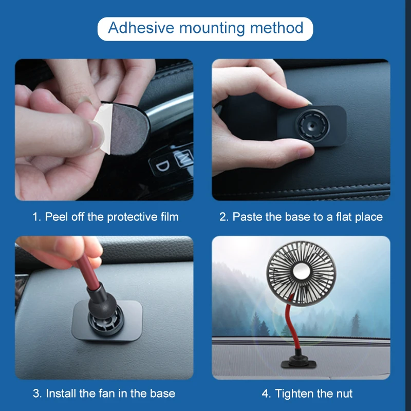 SEAMETAL-ventilador multidireccional para asiento trasero de coche, ajuste de viento de 3 velocidades, ventiladores de refrigeración automáticos USB, 5 aspas de ventilador para accesorios de coche de verano