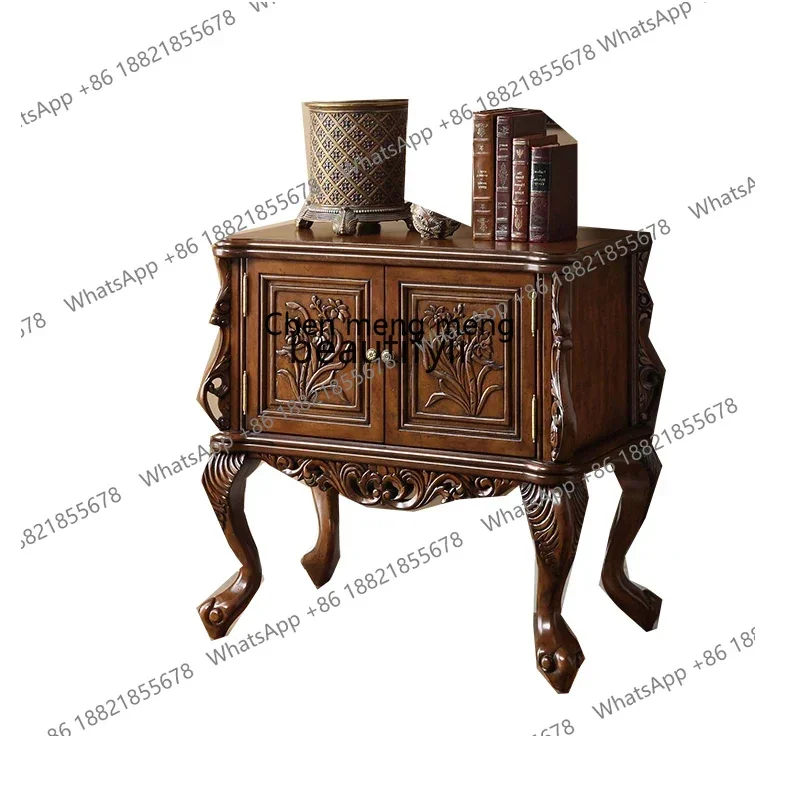 

D178 American-style old all-solid wood chest cabinet, locker, European-style carved decoration,household storage cabinet, bedro