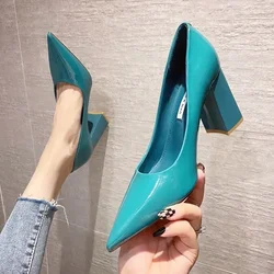 2024Women's Trend Pointec Toe High Heeled Shoes Solid Color Sexy Dress Wedding Shoes Luxury Brands Patent Leather Ladies Shoes