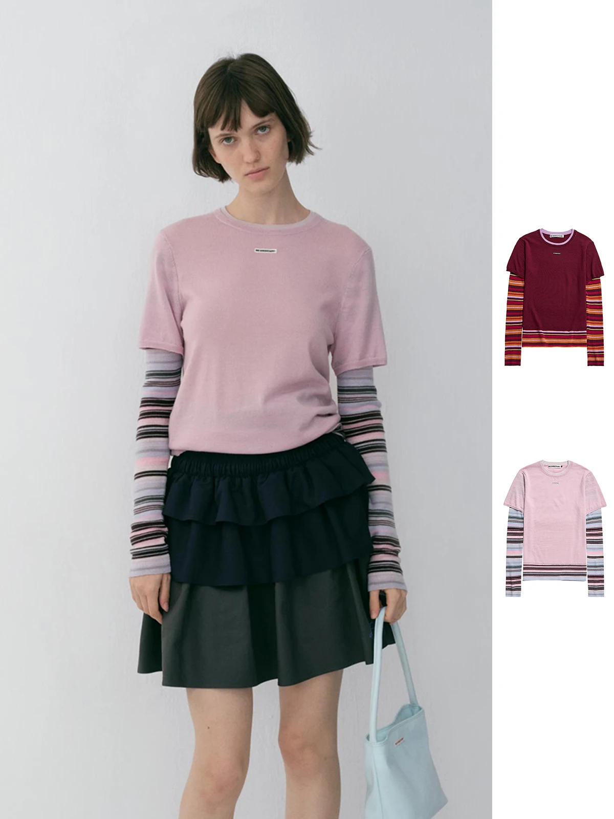 

New NO DIRECTION 26 Early Spring Stripe Color Two-Piece Set Hoodie GoGoBuyer Casual Sle Long Sve round Ne