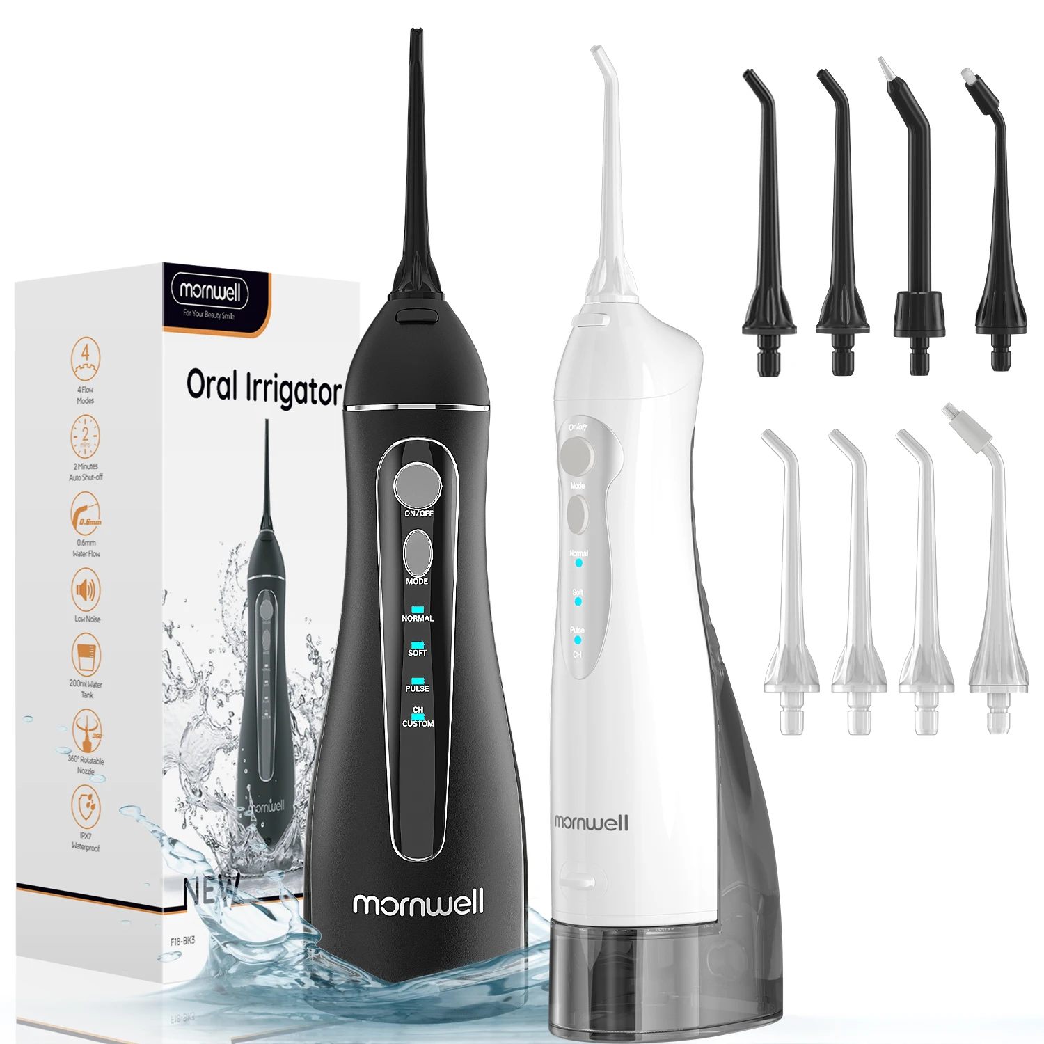 Water Dental Flosser Teeth Picks 8 Jets 3 Modes Portable Cordless D52 & F18 Water Flosser for Teeth Cleaner IPX7 Waterproof