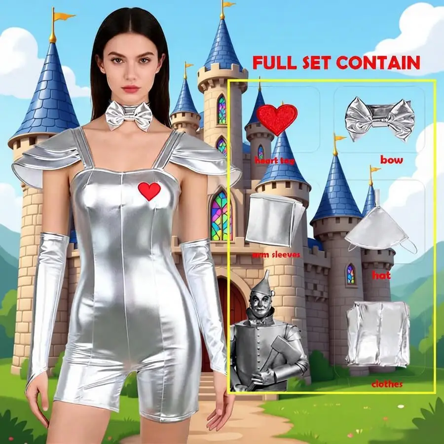 

Anime Wizard cosplay costume of Oz The Tin Man armor leather Jumpsuits Nice Stitching cosplay outfit for Adults Stage Perfrmance