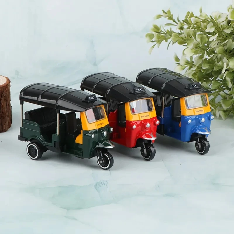 1:43 Scale Metal Alloy Classic Tuk Tuk Taxi Bangkok India Tricycle Taxi Car Model Toy Diecast Vehicles Toys For Collection