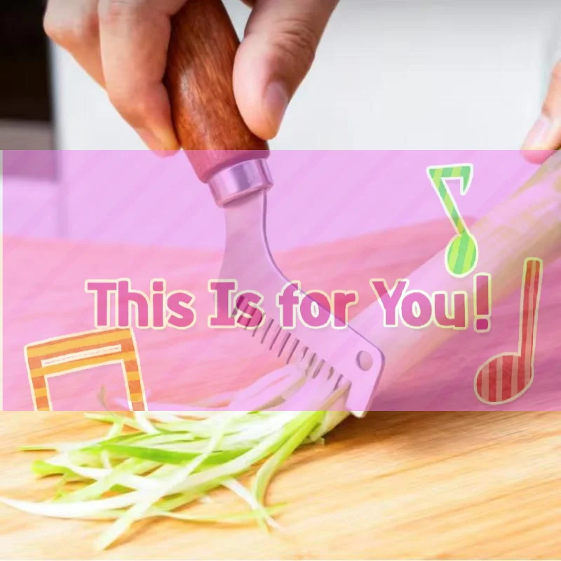 Stainless Steel Green Onion Slicer Knife Wooden Handle Scallion Shredder Vegetable Cutter Chopper Kitchen Gadgets Cooking Tool