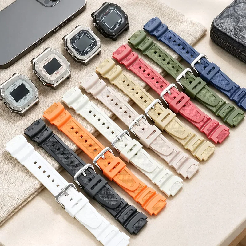 For Casio W-218H W21H Modified Stainless Steel Case Resin Silicone Strap Watchband Bezel Shell Set