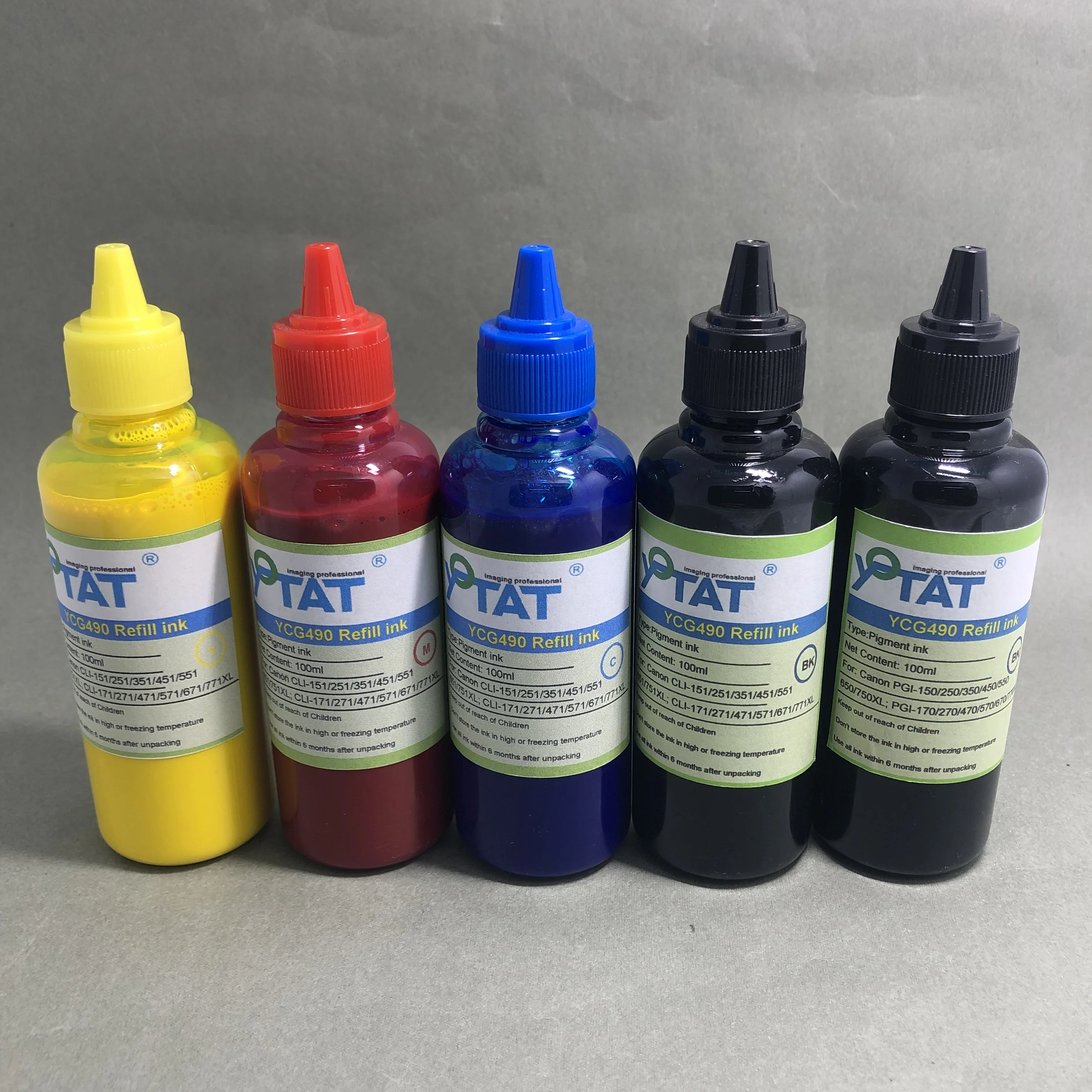 5×100ml Pigment Ink for Canon PGI-150 CLI-151 PGI-250 CLI-251 BCI-350 BCI-351 PGI-450 CLI-451 PGI-550 CLI-551 PGI-650 CLI-651