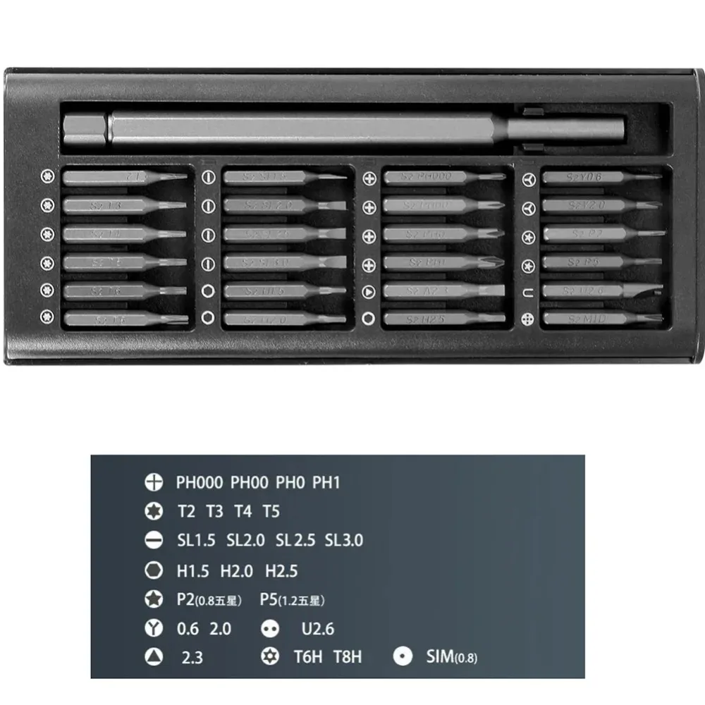 

25 in 1 precision screwdriver set, hexagonal flat head, magnetic, suitable for iPhone, PC, watch glasses