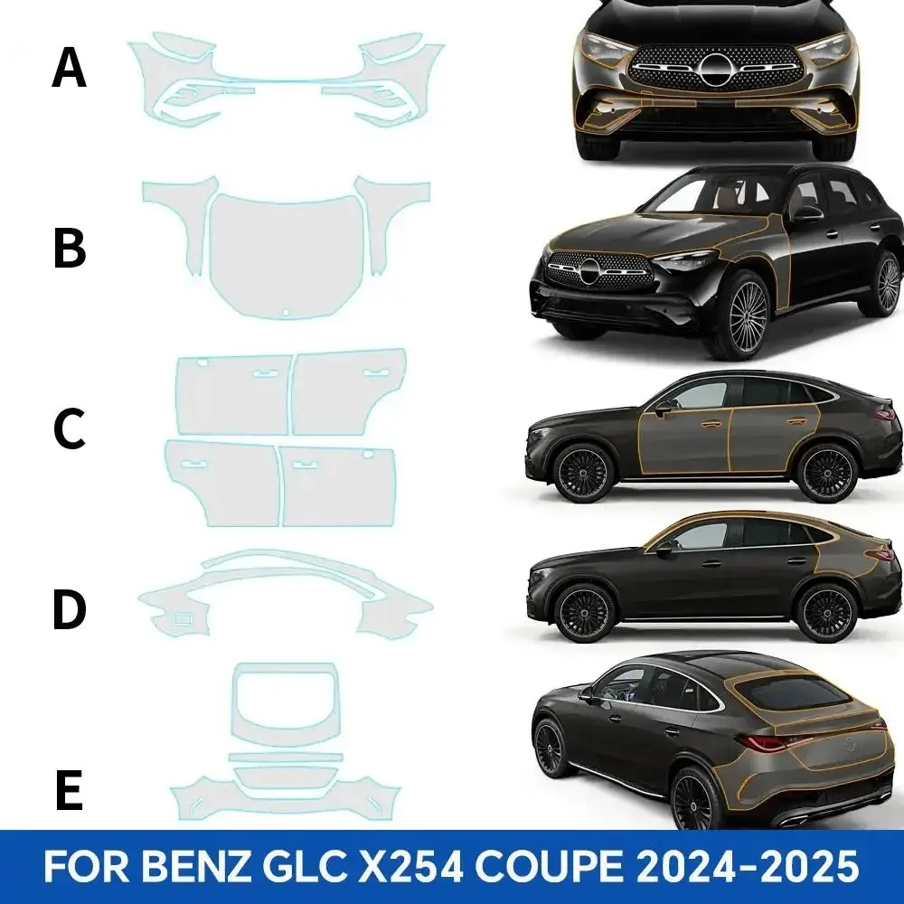 

For Mercedes-Benz GLC X254 Coupe 2024 2025 TPU Paint Protection Film Self-Healing Clear Bra Pre-cut PPF Anti-Scratch Resistant
