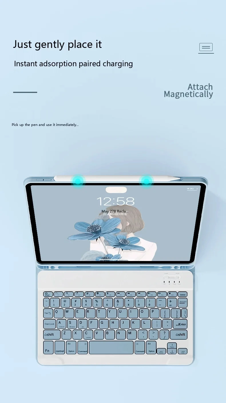 iPad-Tastaturhülle mit Bluetooth-Tastatur und Maus, kabellose Folio-Hülle für 10,9, 11 und 12,9 Zoll – Detail 8