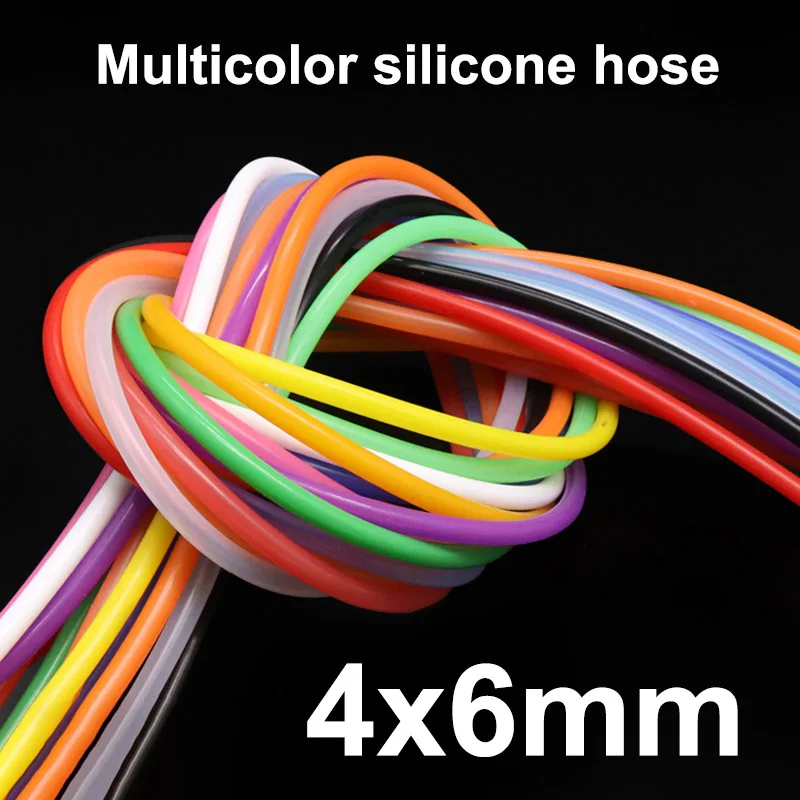 1Meter 4x6mm Food Grade Multicolor Silicone Rubber Tube Hose Tasteless Flexible High Temperature Resistant ID 4mm OD 6mm