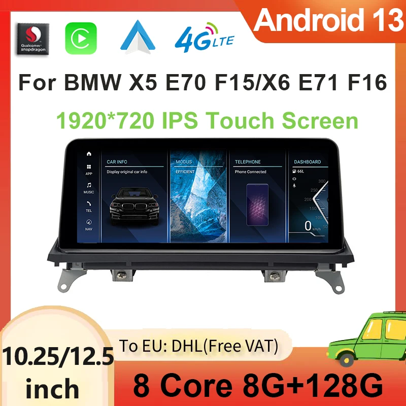 8 Core Android 13 System Qualcomm Car GPS Multimedia Player for BMW X5 E70 F15 X6 E71 F16 Touch Screen Carplay Radio DSP Stereo