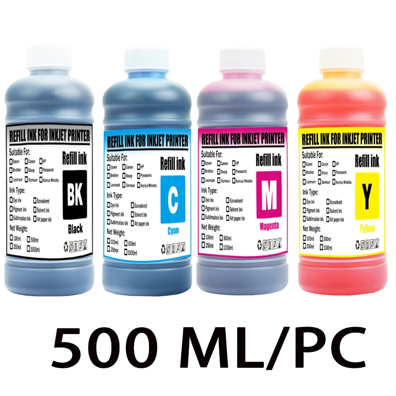 500ml Dye Ink for HP 10 82 for HP Designjet 500 500ps 800 800ps 100 110 70K550 K5400 K8600 Printer Ink 10 11 82 88