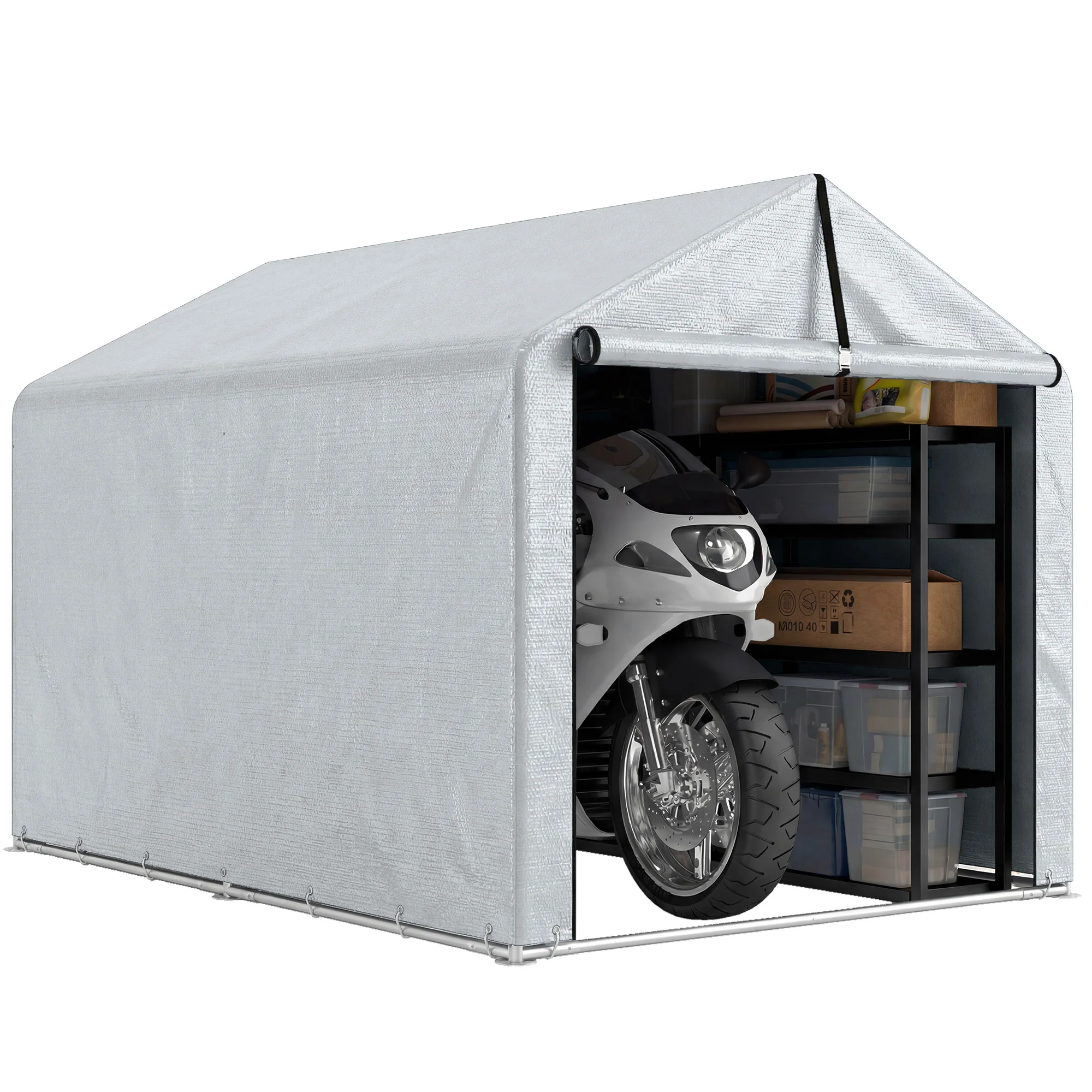 Outsunny Carpa de Jardín Exterior para Herramientas  Bicicletas 1,6x2,2x1,6 m