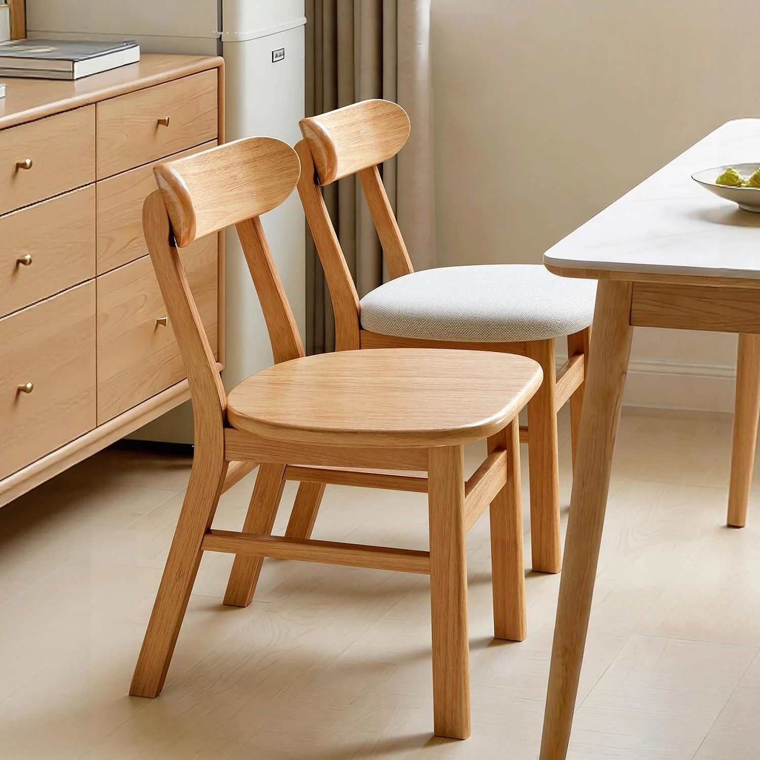 Dining chair household new all-solid wood backrest chair, dining room eating wooden stool, living room log dining table