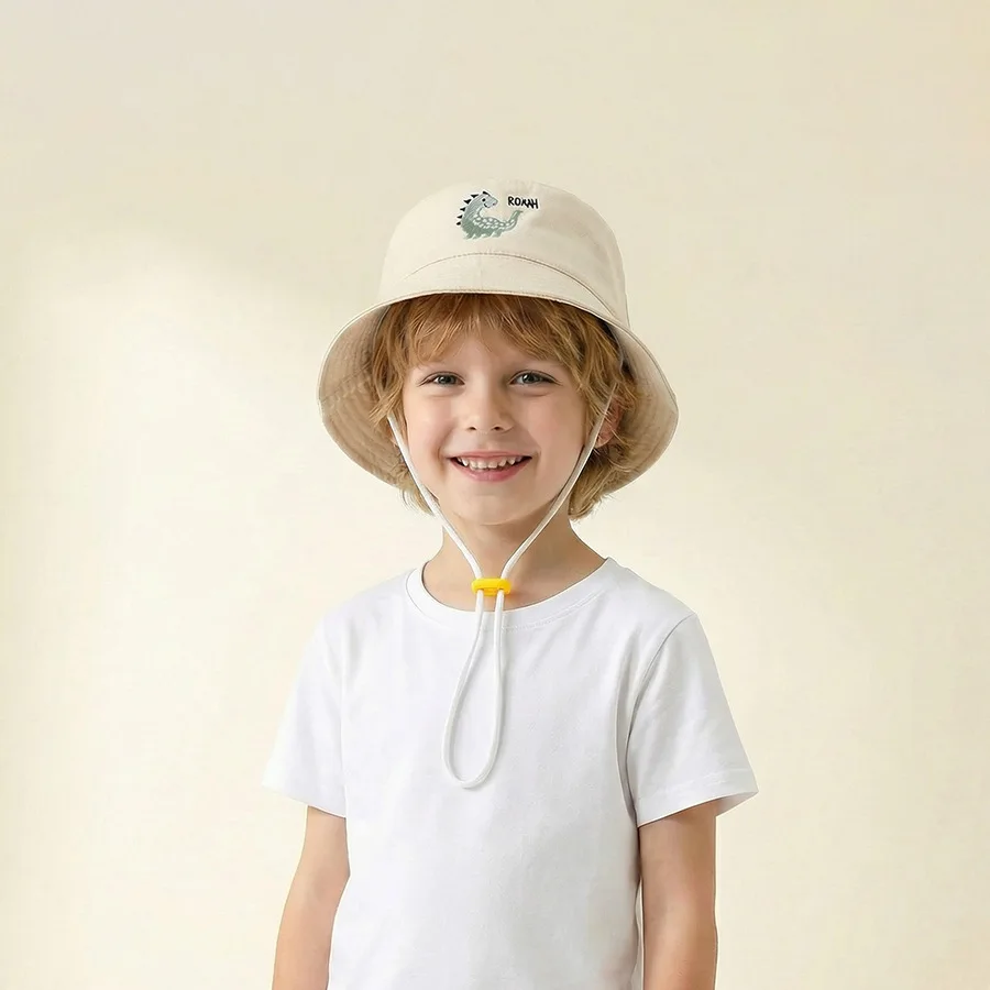 Children's Dinosaur Excavator Cap with Capibara Embroidery - Cute Sun Protection and Shade Hat for Infants and Toddlers - Fisher