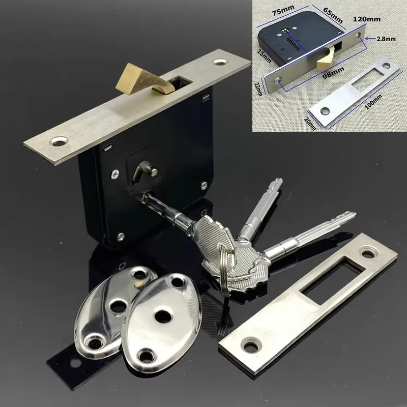 Aluminum alloy sliding door Hook lock Stealth Mortise lock For Wooden door Framed glass door Cross key strong durable