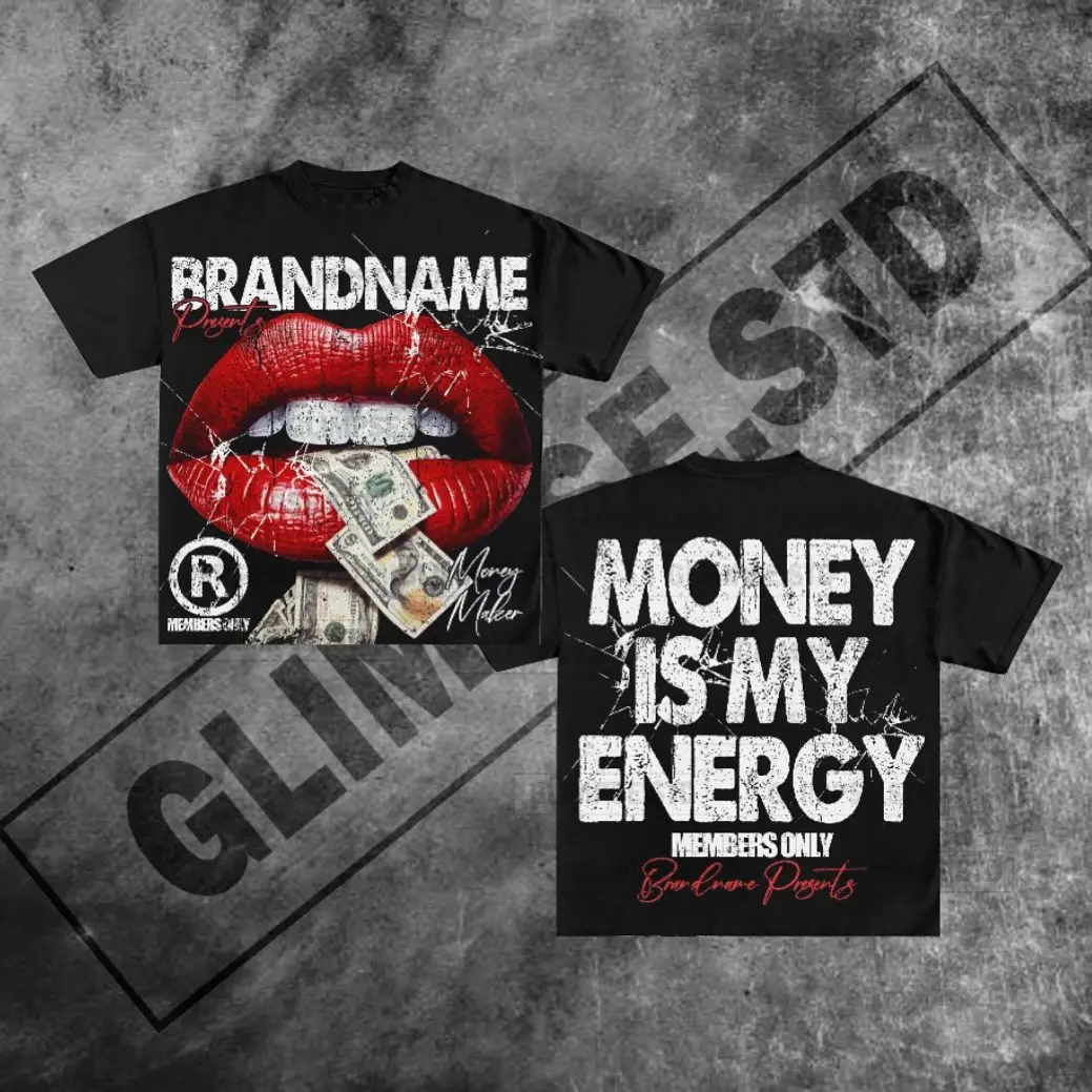 

Hip Hop Money Print graphic t shirts oversized y2k tops Couples goth women clothes Harajuku gothic All cotton material shirts