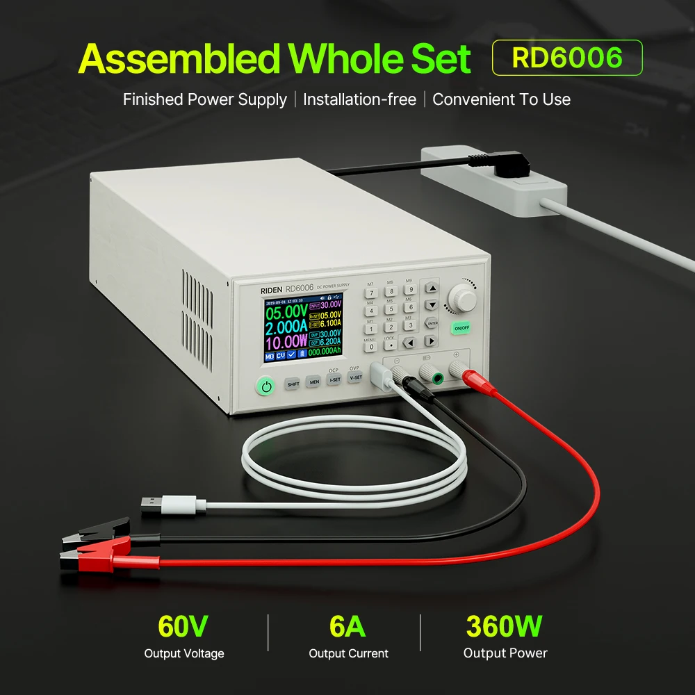 RD RD6006  Assembled Set AC to DC Adjustable Battery Charging Voltage Current Digital Control Bench Variable Power Supply 60V 6A