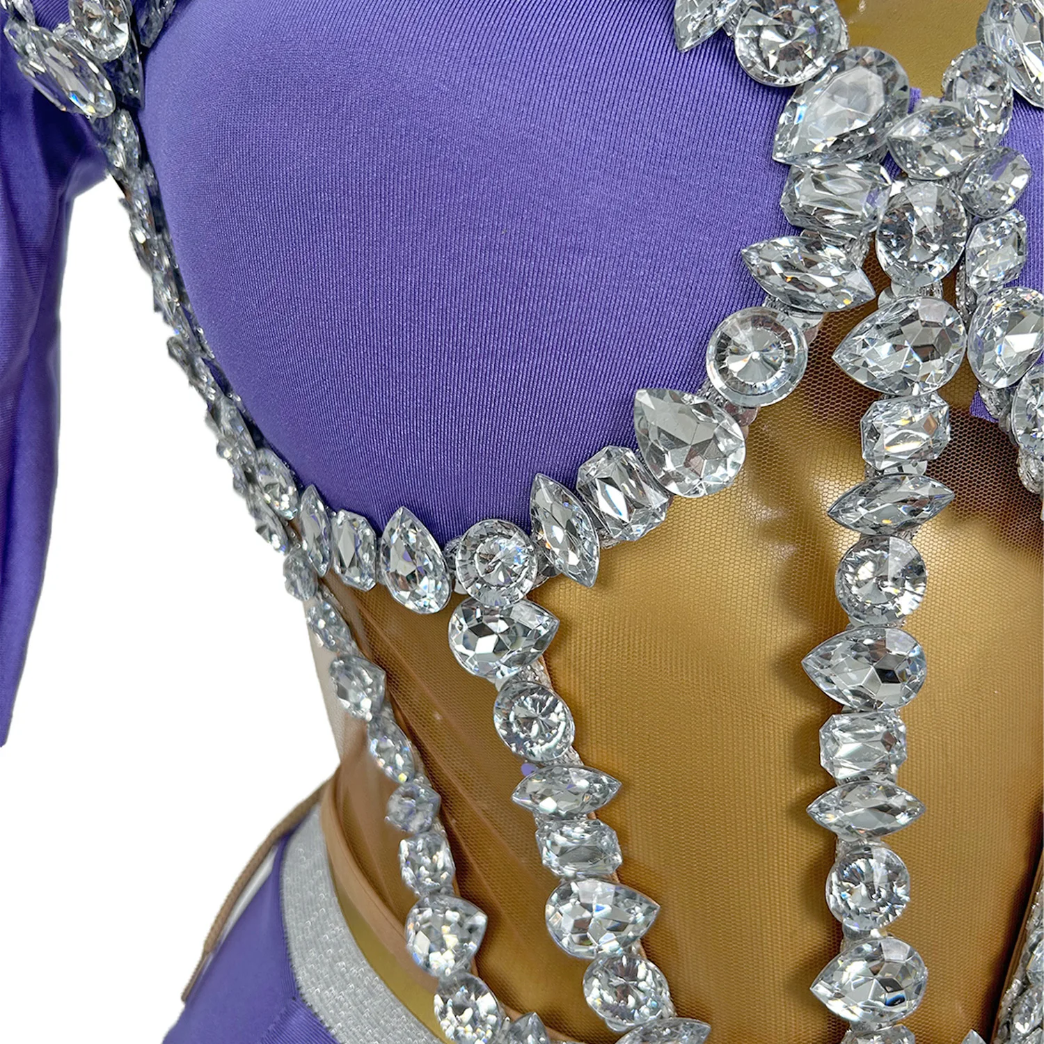 

Sparkly Purple Diamonds Bodysuit Women Sexy Performance Dance Costume Singer Stage Wear Nightclub Pole Dancing Outfit Jianmei