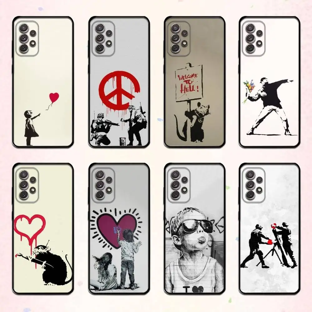 

B-Banksy S-Street Art Phone Case For Samsung S 25,24,23,22,30,21,10,9,Ultra,Plus,Lite,FE,4,5 G Soft Black Case