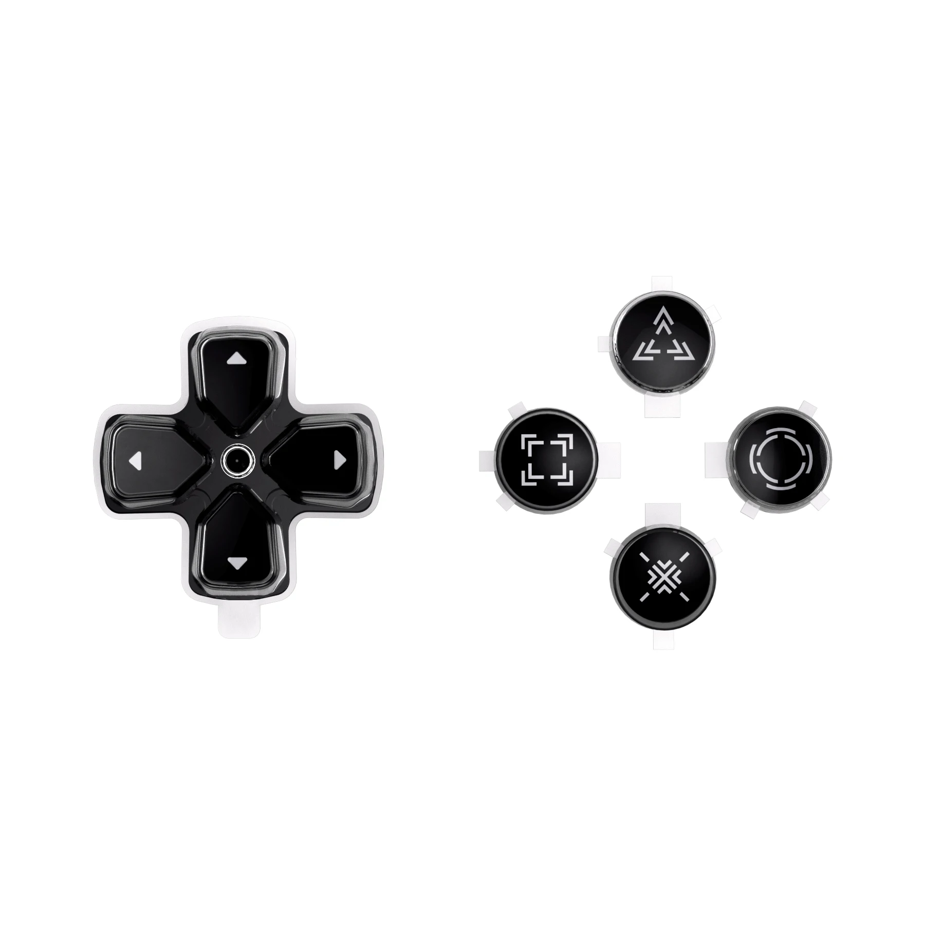 Boutons d'action Dpad personnalisés, trois tons, noir et clair, avec symboles, boutons faciaux d-pad, compatibles avec le contrôleur ps5