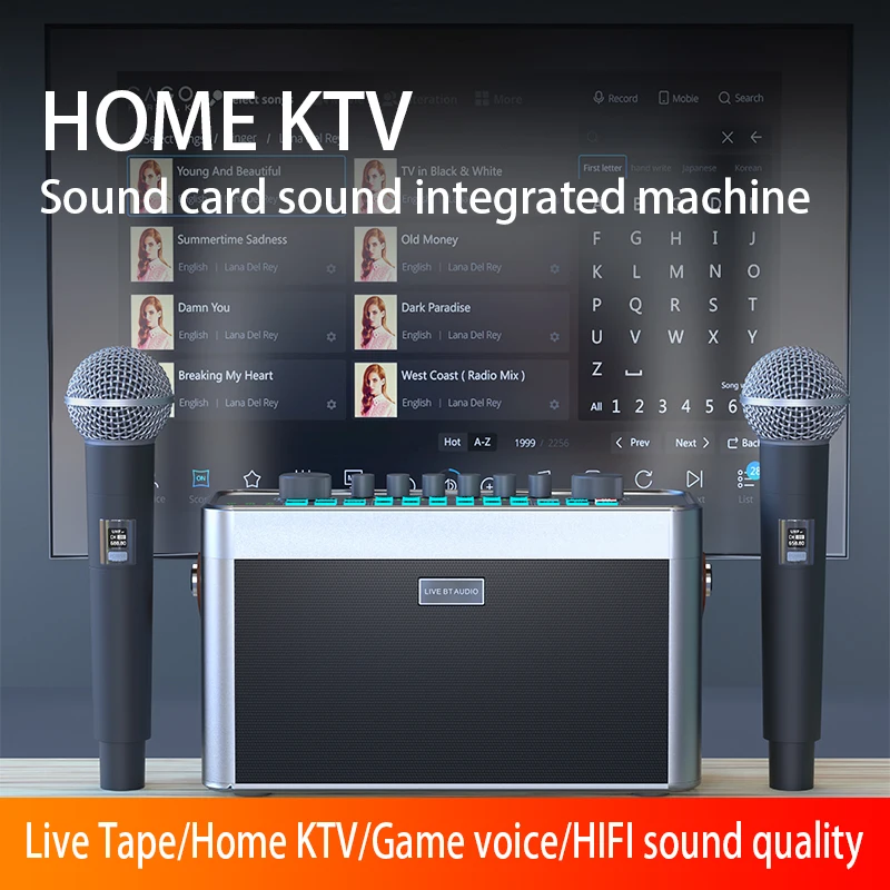 Gooermi Sound Card Wireless Speakers Ktv All-in-one Machine Audio Live Singing Outdoor Portable Speakers For Live Broadcast