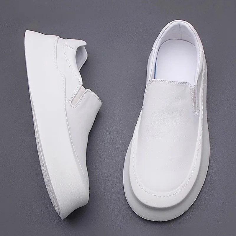 

Дизайнерские лоферы, мужские роскошные кроссовки из воловьей кожи на толстой подошве, молодежная модная повседневная спортивная обувь из натуральной кожи, мужские туфли на плоской подошве