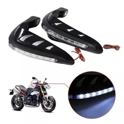1 Pair Brake Lever Guard with LED Light HandGuard Hand shield Protector with Air guide holes for Motorcycle Scooter Moped