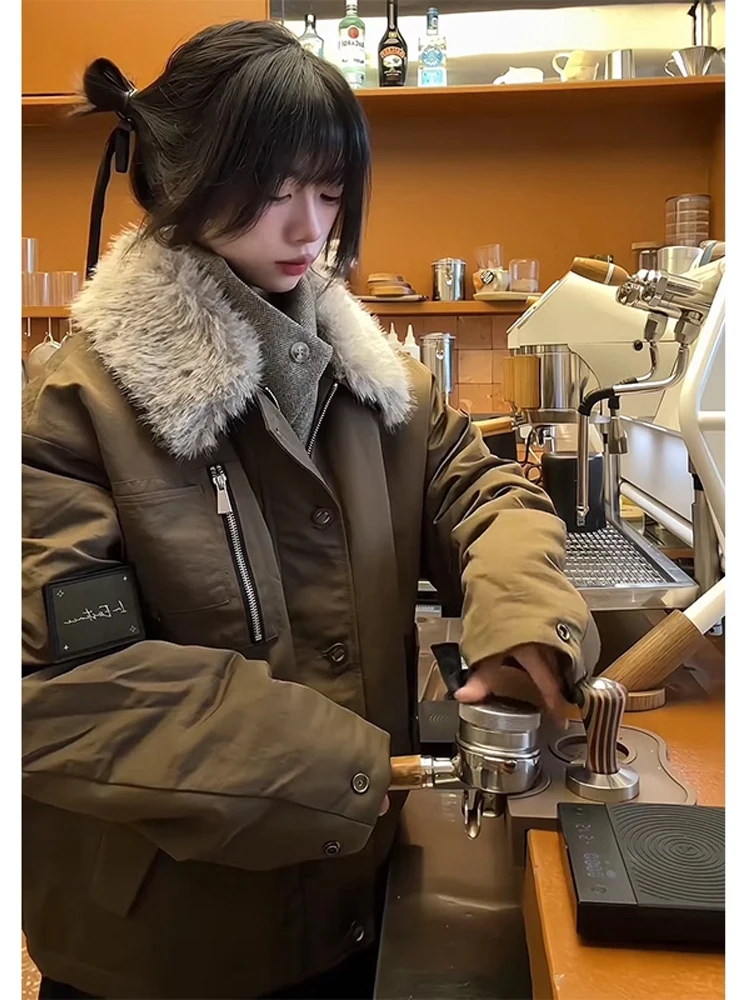 

Мужская зимняя утепленная куртка с отстегивающимся меховым воротником, на молнии, теплая повседневная рабочая куртка