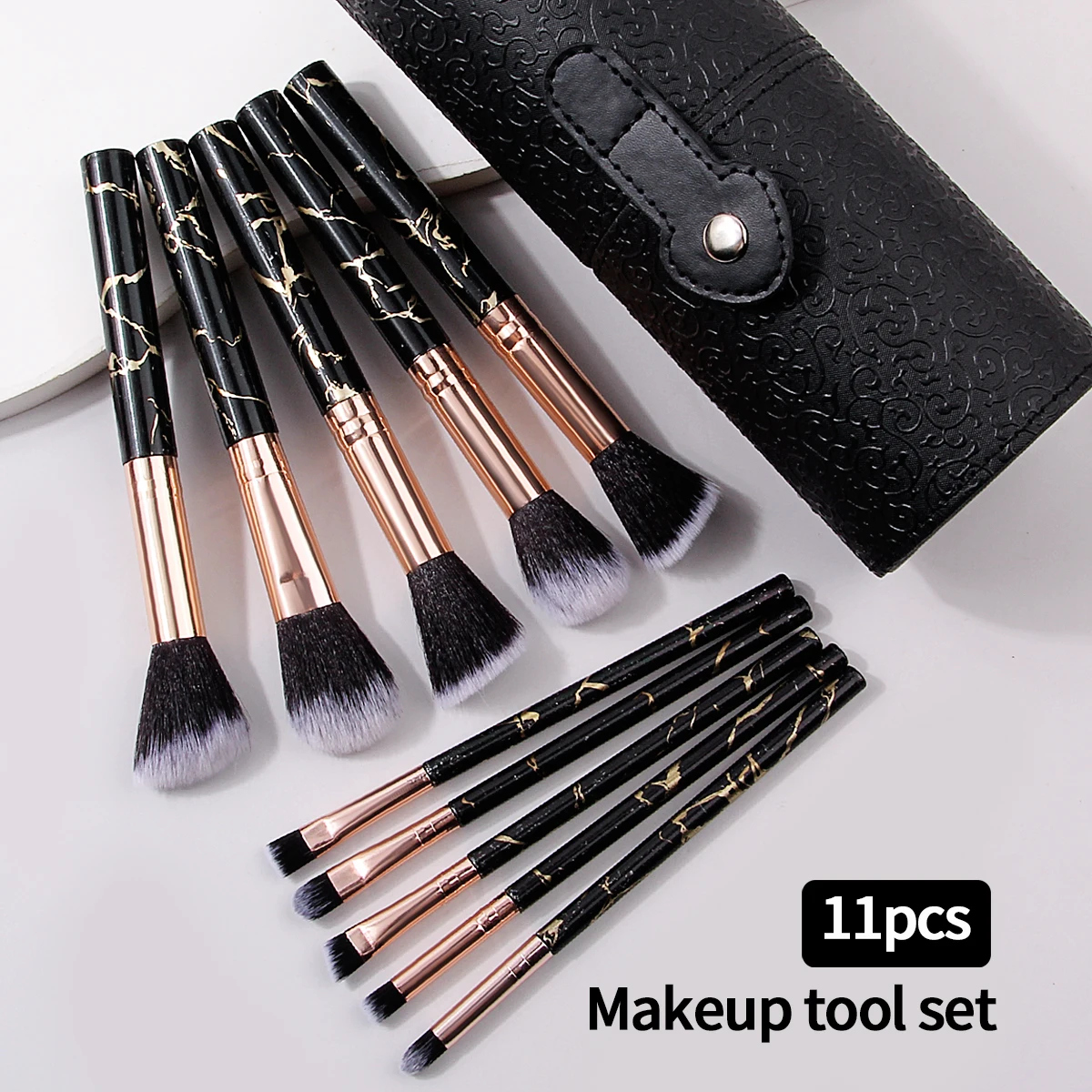 10Pcs Professional Marble Makeup Brushes Set Soft Foundation Powder Eyeshadow Brush Beauty Marble Make Up Tools with Cylinder