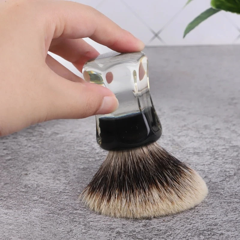 YAQI 24mm Two Band Badger Hair Clear Handle Beard brush Men Wet Shaving Brush Provide Professional Comfortable Shaving Essential