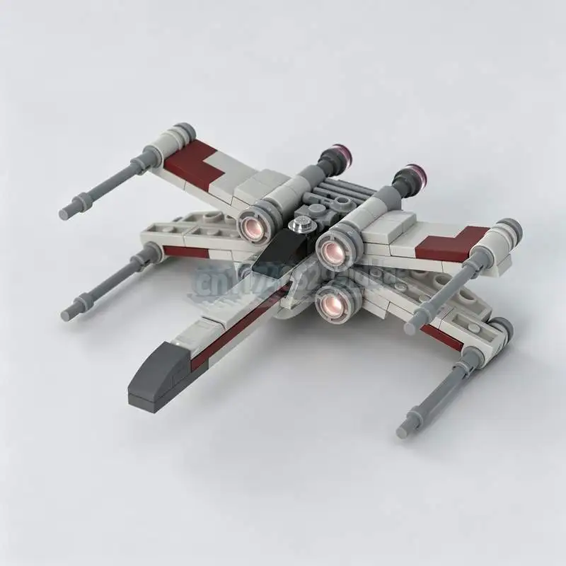 134PCS X Wing Midi Scale Sci Fi Spaceship MOC Custom Puzzle Building Blocks DIY Assembly Creative Fighter Model Collection Gift