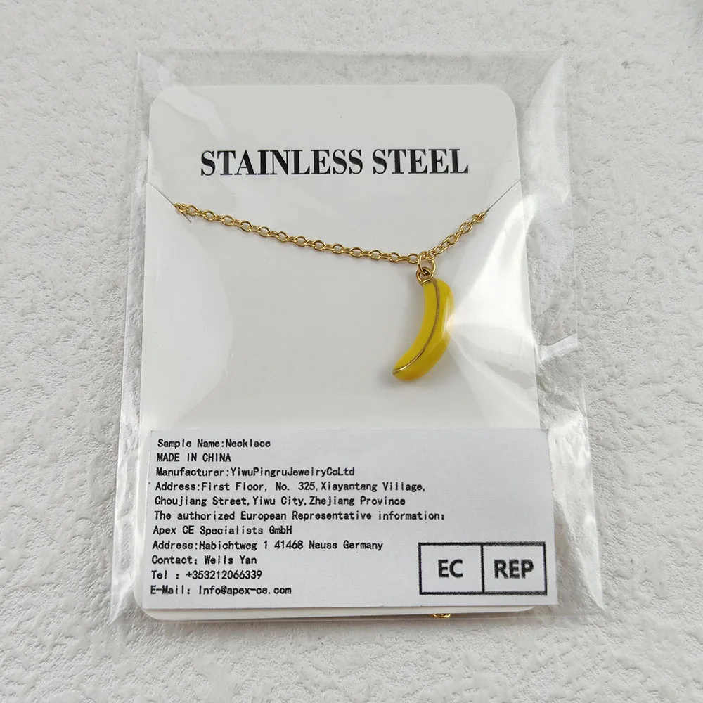 New - Gold Plated Banana - Enamel Pendant Necklace. Fashion neck jewelry friend gift - Image 6