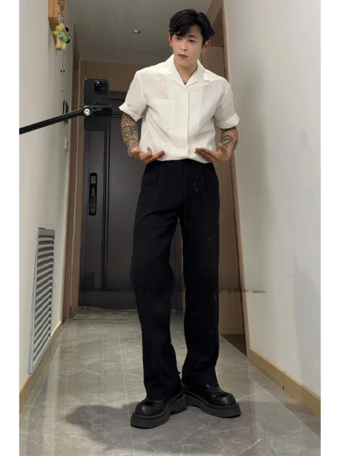 

Men's Bla Straight Leg Suit Pants High Tension Wearing Comfortable Drapey High Waist Slim Fit Casual Trousers for Office An...