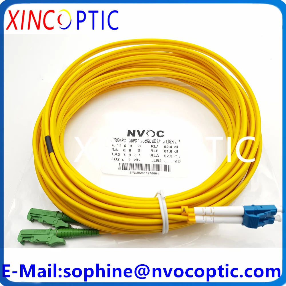 5Pcs Single Mode Duplex G652D E2000APC-LC/UPC 2.0mm 3.0mm 10M Yellow LSZH E2K Fiber Optical Patch Cord/Leads Cable Connector