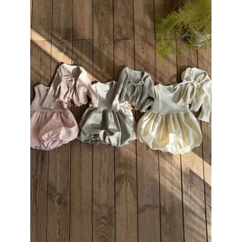 

Girls' French Style Dress Set2025New Spring Autumn Winter Baby Stylish Long Sleeve Shirt and Flower Bud Skirt Two-Piece Set