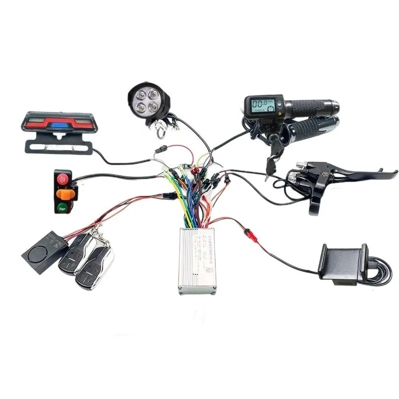 48V-60V 400W 15-18A Compatible Full Wire Harness E-Bike Scooter Controller Kit for Electric Bicycle Conversion Braking System