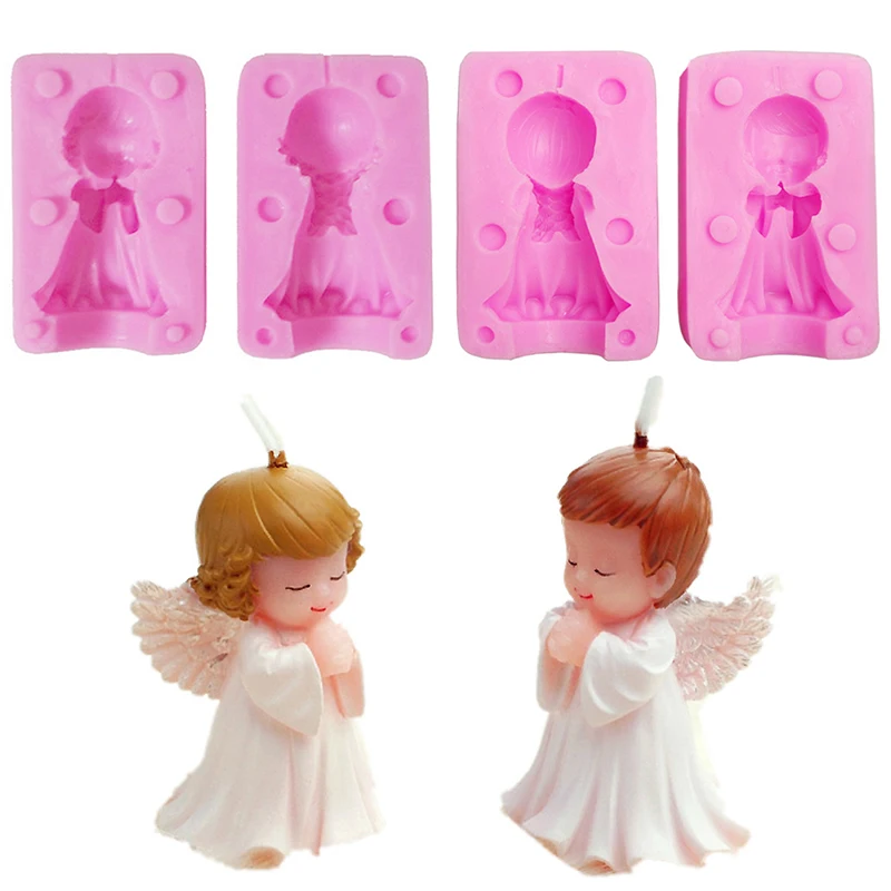 

2pcs/set Boy & Girl Angel Silicone Molds Handmade Candle Aromatherapy Moulds Cake Fondant Chocolate Decorating Moulds