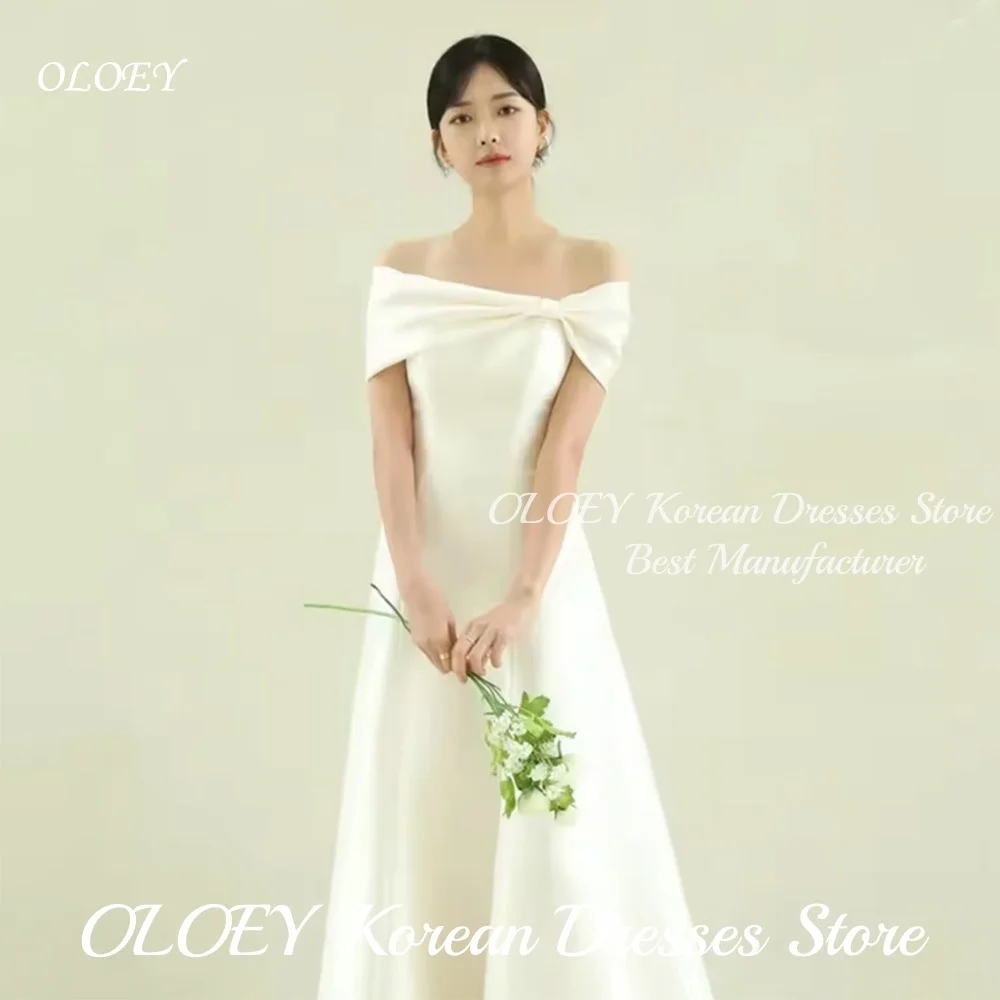 OLOEY シンプルなオフショルダー韓国ウェディングドレス A ライン 
