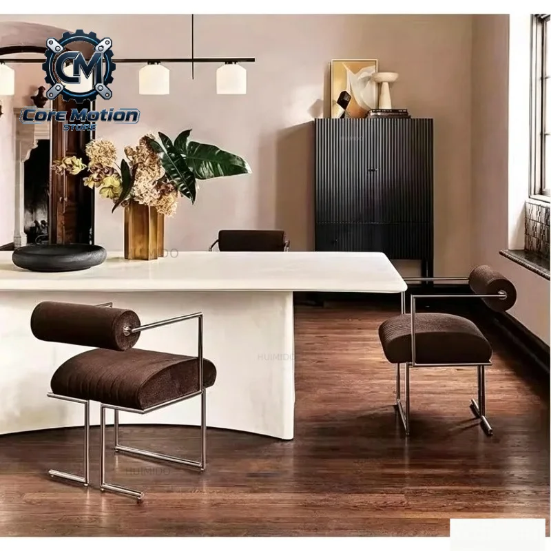 Mid-Century Modern Accent Chair, Stainless Steel Frame with Upholstered Seat, for Dining, Study or Vanity view 4